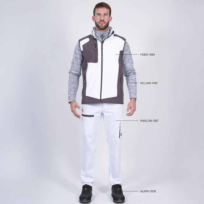 FABIO - GILET SANS MANCHES DE TRAVAIL - 1064 | Blanc / Gris