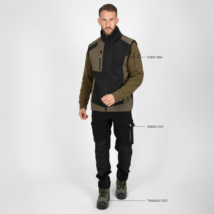 FABIO - GILET SANS MANCHES DE TRAVAIL - 1064 | Noir / Kaki