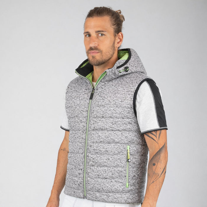 TEDDY - GILET SANS MANCHES DE TRAVAIL - 1131 | Gris chiné / Vert fluo