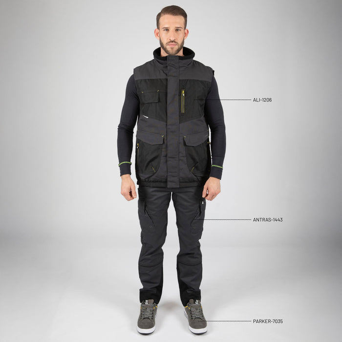 ALI - GILET SANS MANCHES DE TRAVAIL - 1206 | Gris / Noir