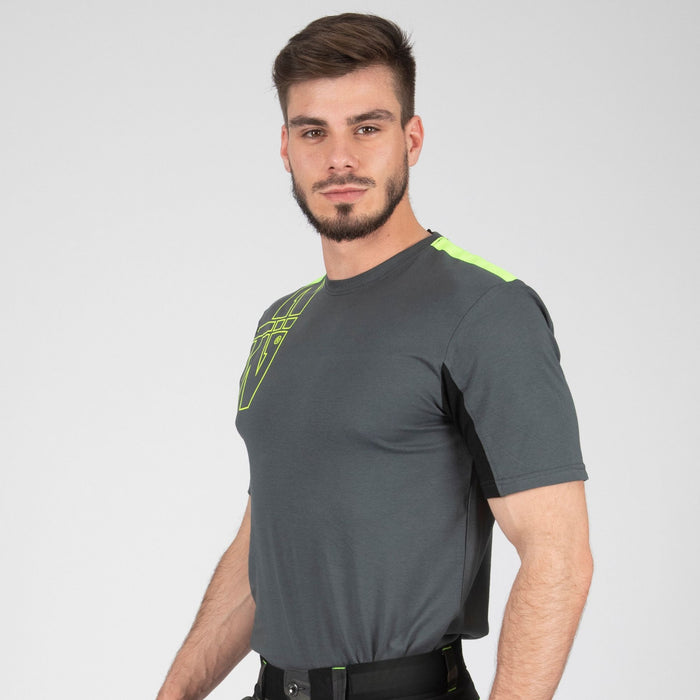 PETER - SHORT-SLEEVED WORK T-SHIRT - 1210 | Anthracite / Fluorescent Yellow