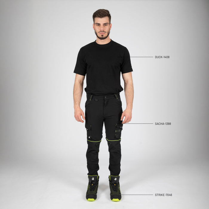 SACHA - PANTALON DE TRAVAIL - 1388 | Noir / Jaune fluo