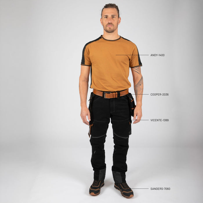VICENTE - PANTALON DE TRAVAIL - 1389 | Noir / Camel