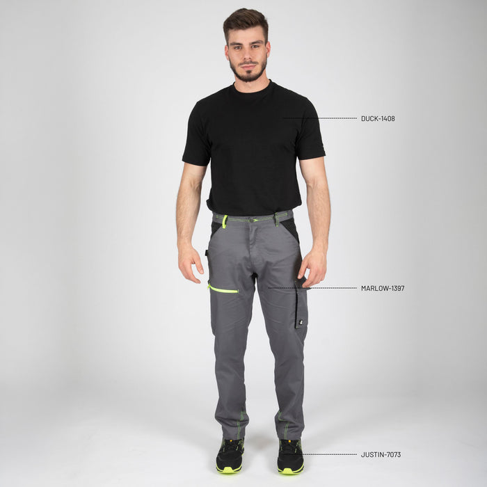 MARLOW - PANTALON DE TRAVAIL - 1397 | Gris / Jaune fluo