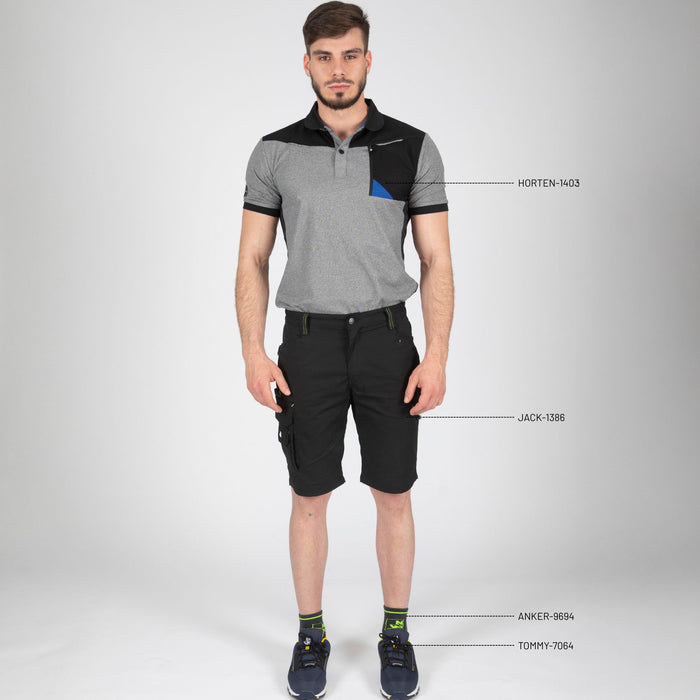 HORTEN - WORK POLO - 1403 | Black / Heather gray