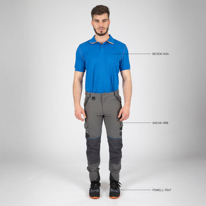 BEVEN - POLO DE TRAVAIL - 1404 | Bleu / Orange fluo