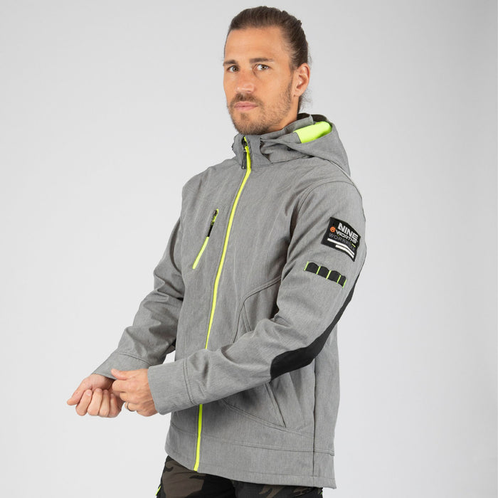 BOREL - SOFTSHELL WORK JACKET - 1511 | Heather Grey / Fluorescent Yellow