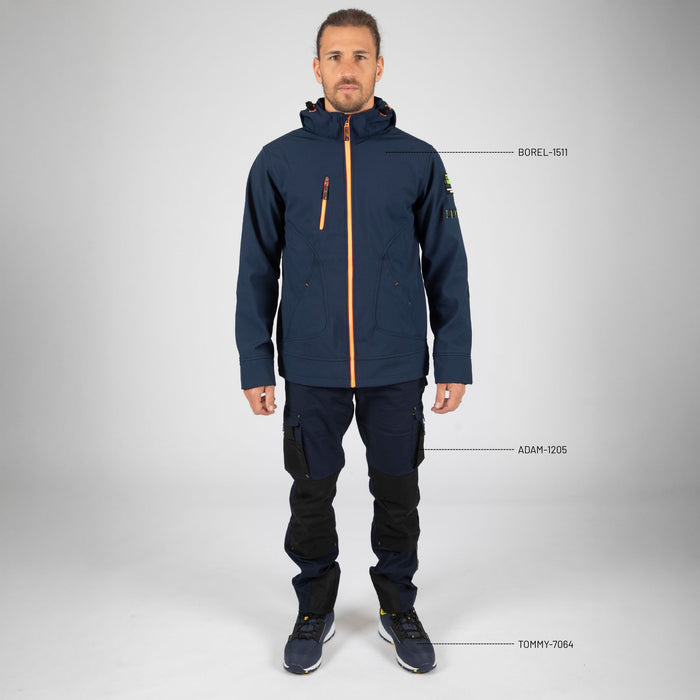 BOREL - BLOUSON DE TRAVAIL EN SOFTSHELL - 1511 | Marine / Orange fluo