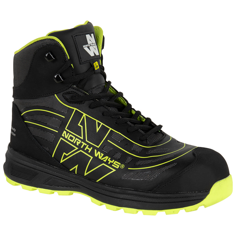 STRIKE - HIGH-TOP SAFETY SHOES - 7046 | Black / Fluorescent yellow